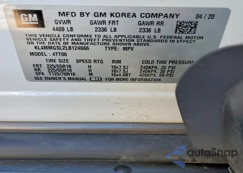 2020 Buick Encore Gx Essence z USA, uszkodzony, nr VIN KL4MMGSL2LB124666